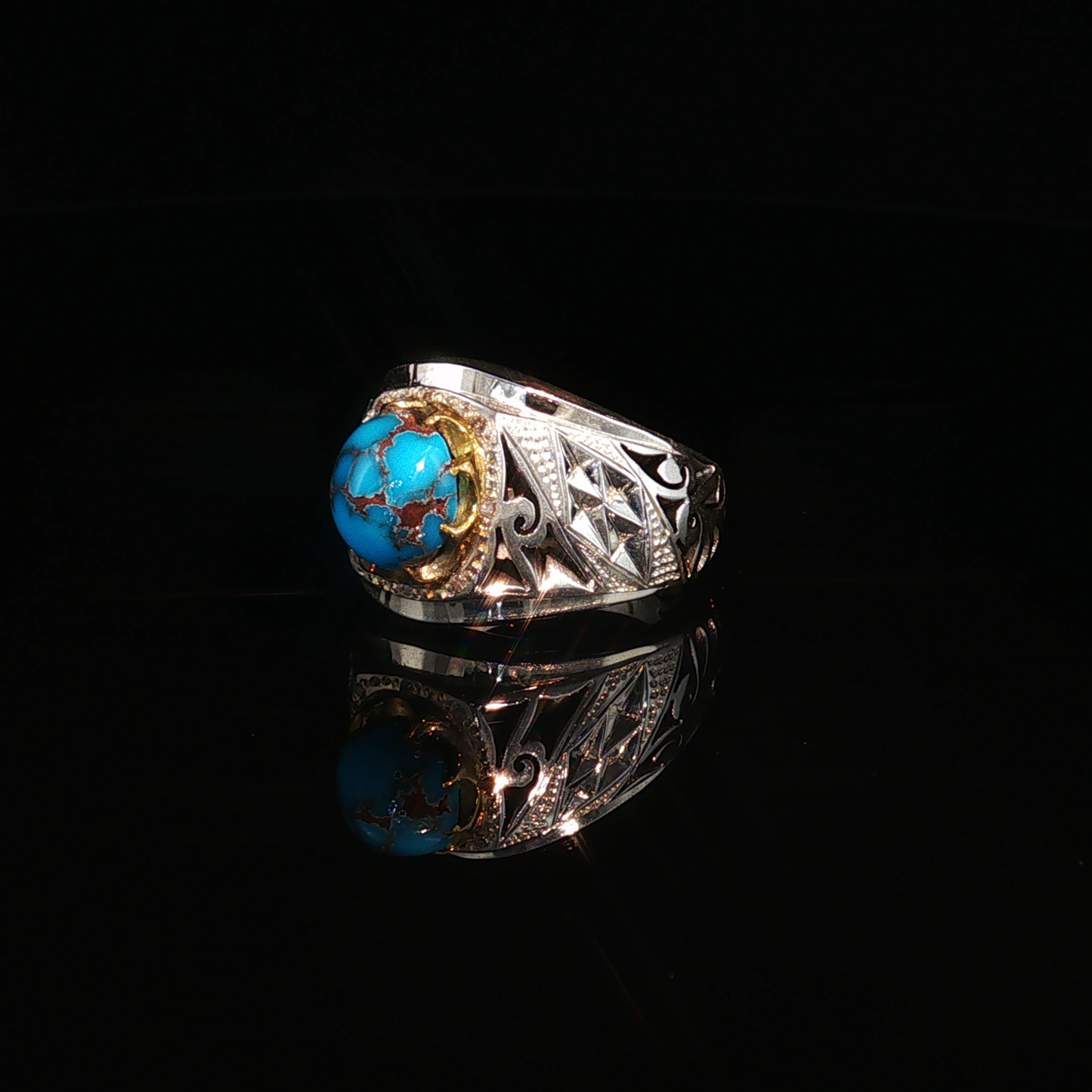 Neshabour Turquoise Ring in Premium Sterling silver