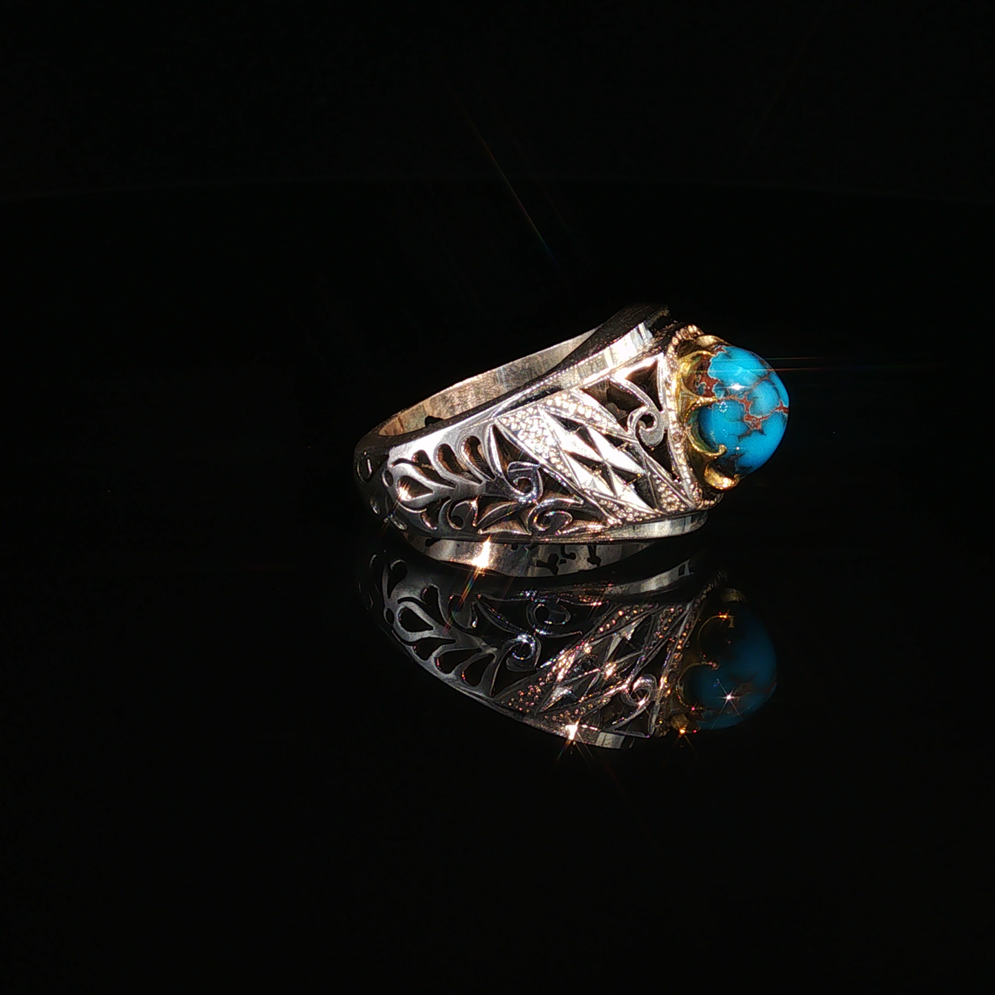 Neshabour Turquoise Ring in Premium Sterling silver