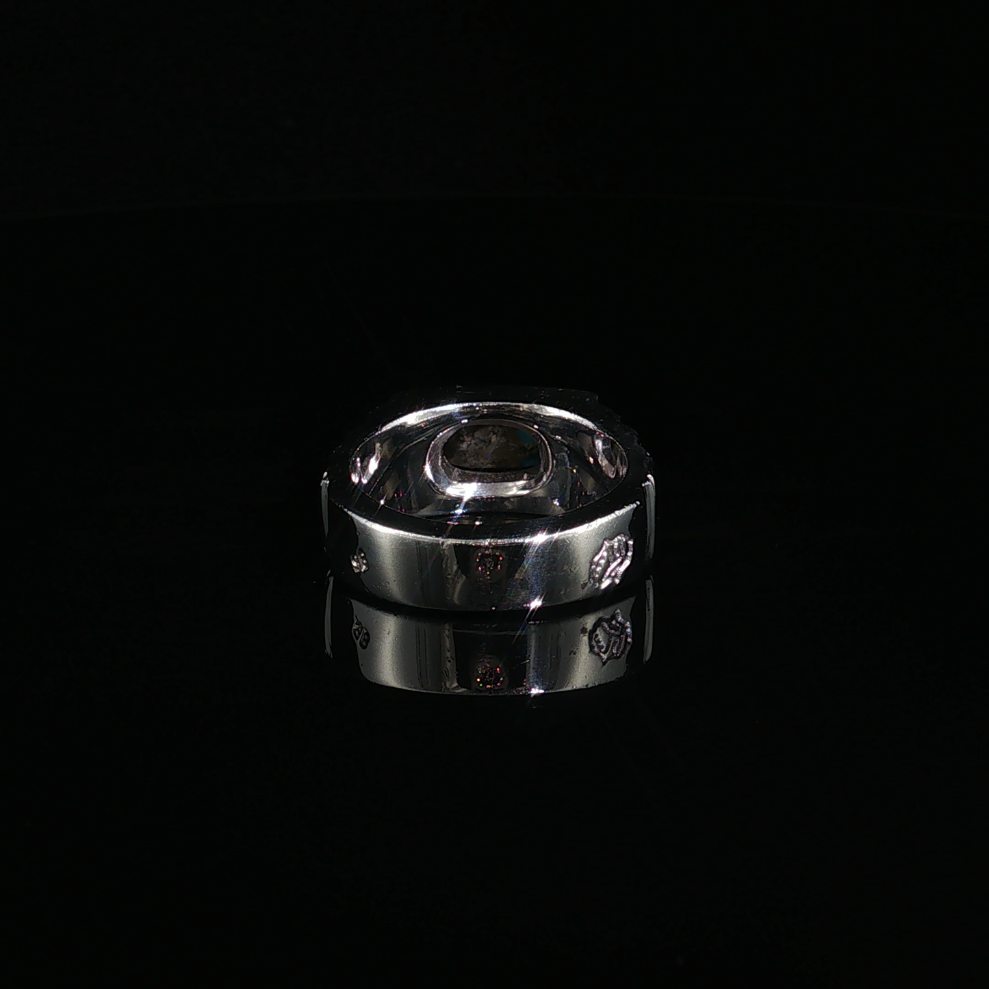 Oval Neshabour Turquoise Silver Ring with Textured Band