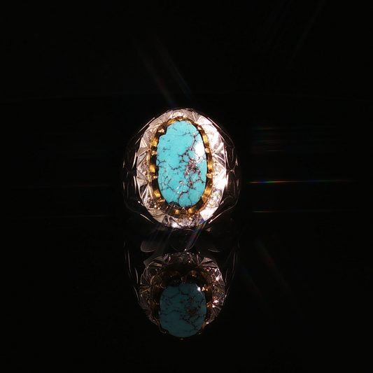 Oval Neshabour turqouise Ring in Premium Sterling Silver