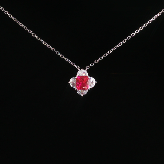 Ruby Clover Pendant in Premium Streling Silver