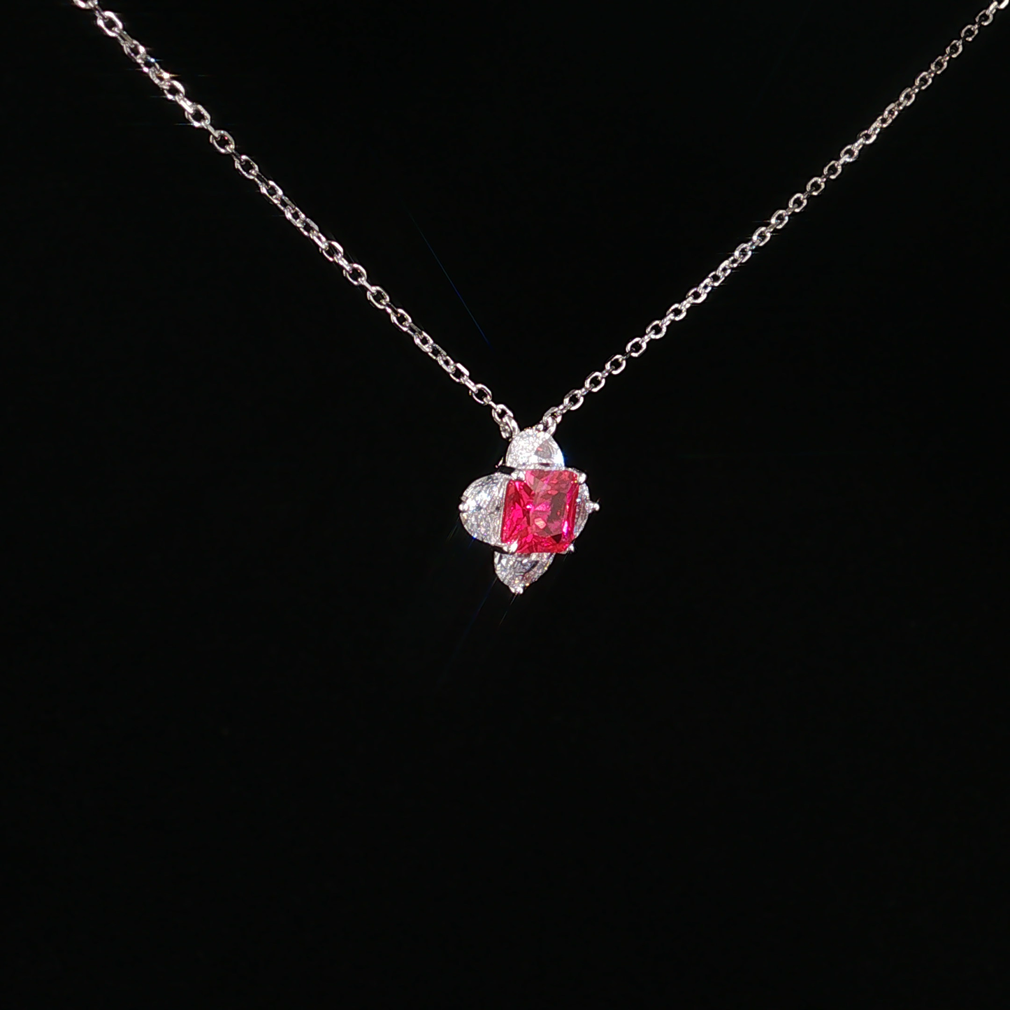 Ruby Clover Pendant in Premium Streling Silver