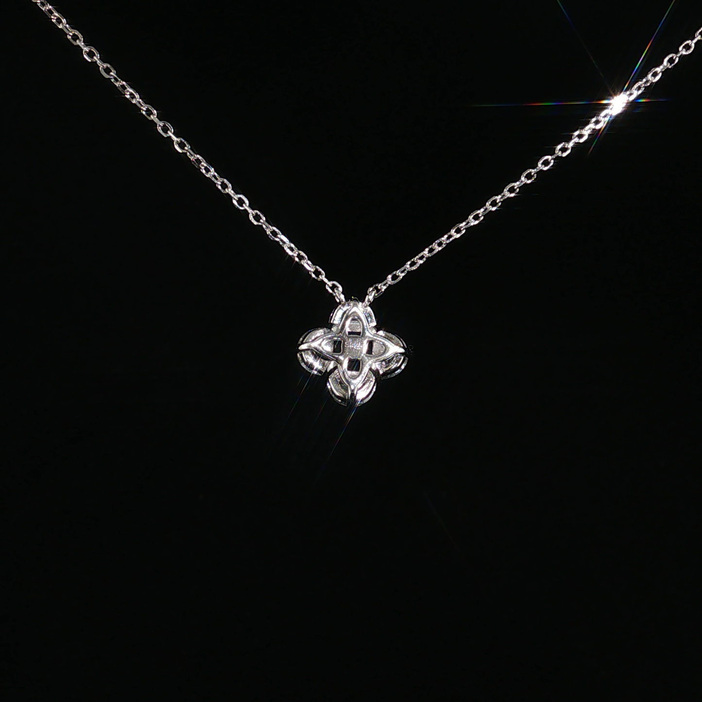 Royal Blue Sapphire Quatrefoil Pendant Necklace in Premium Sterling Silver