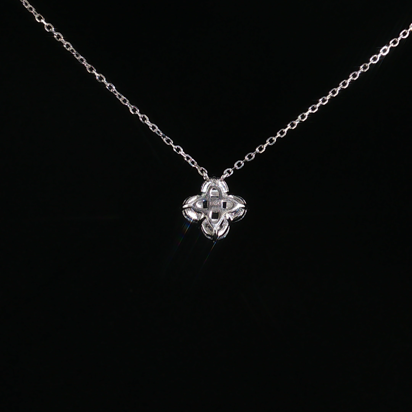 Aquamarine Clover Pendant Necklace in Premium Sterling silver