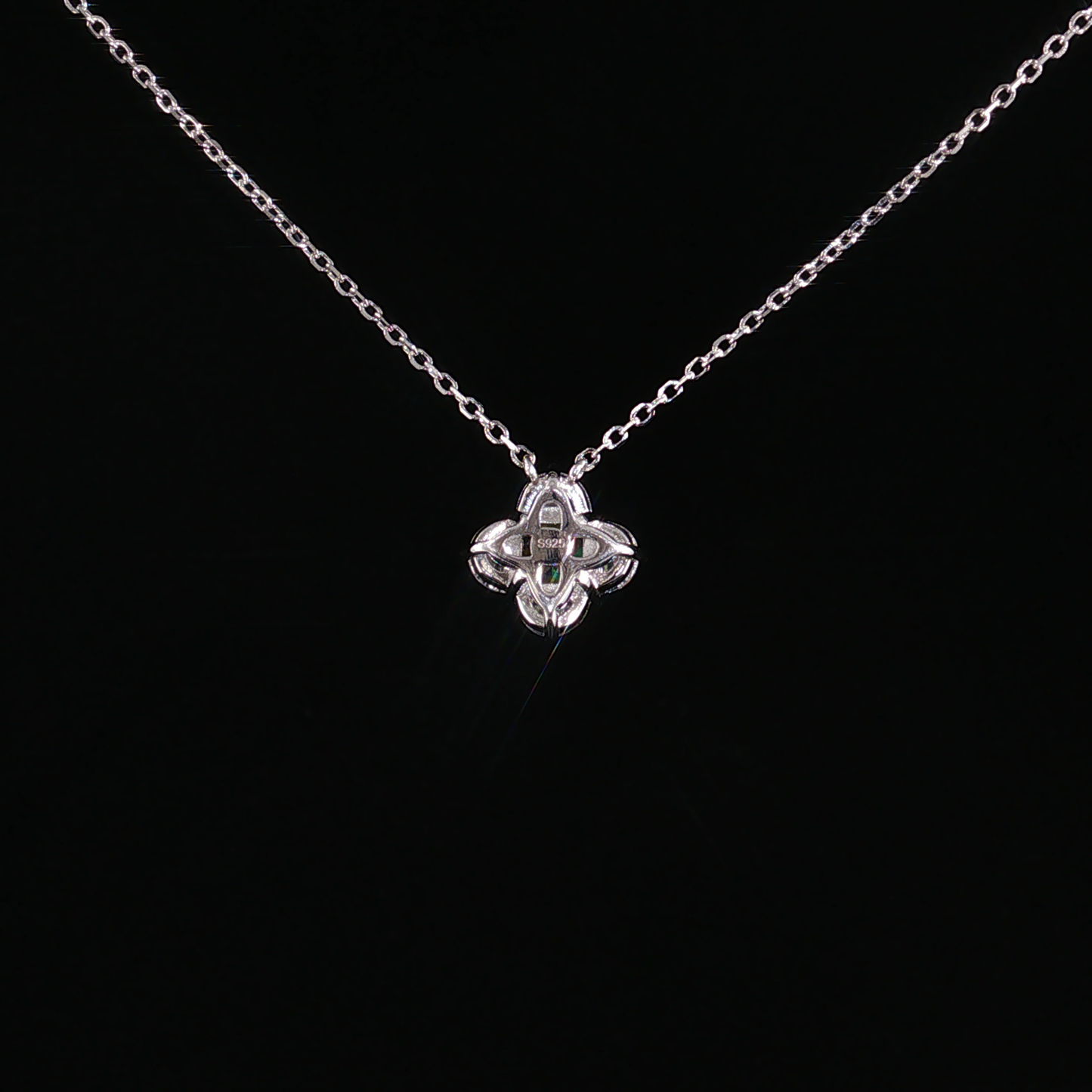 Peridot and Zirconia Quatrefoil Charm Necklace