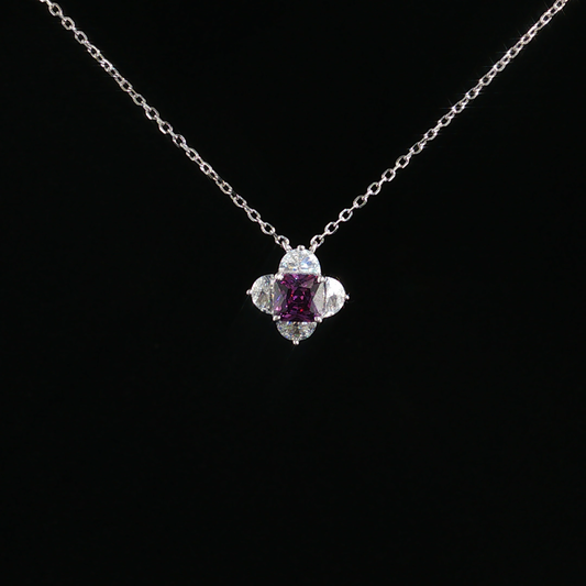 Amethyst Floral Pendant Necklace in Sterling Silver