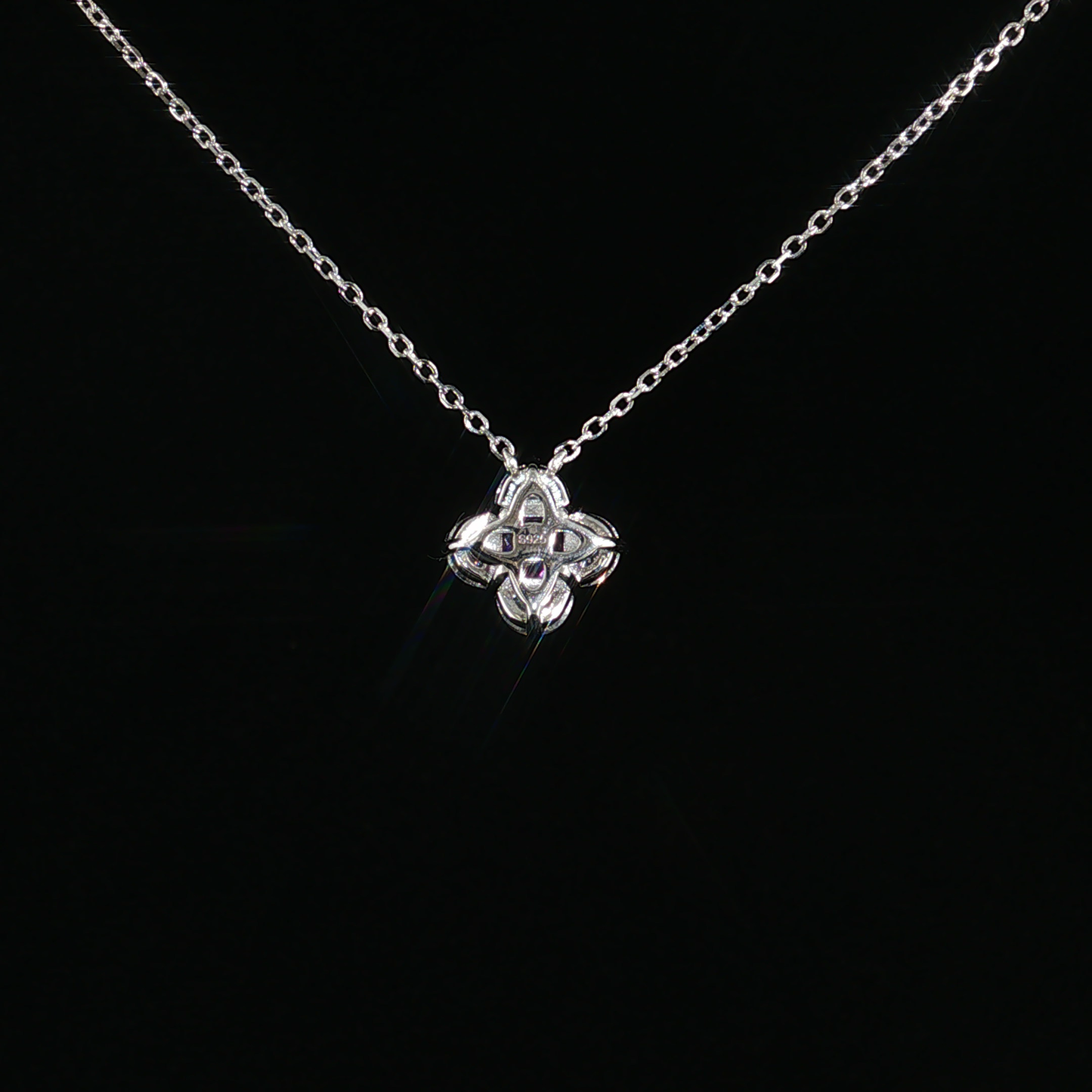 Amethyst Floral Pendant Necklace in Sterling Silver