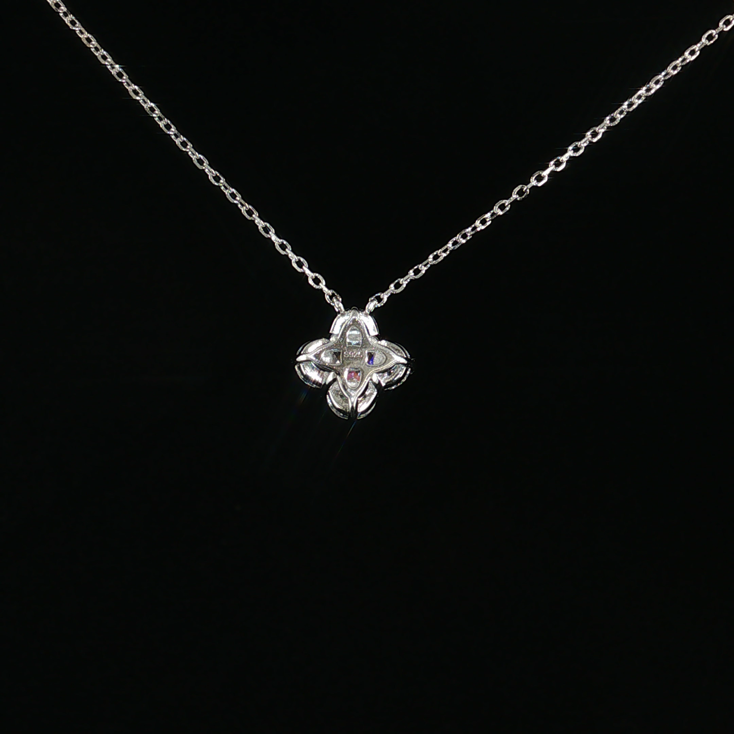 Zirconia Floral Cluster Pendant Necklace in Sterling Silver
