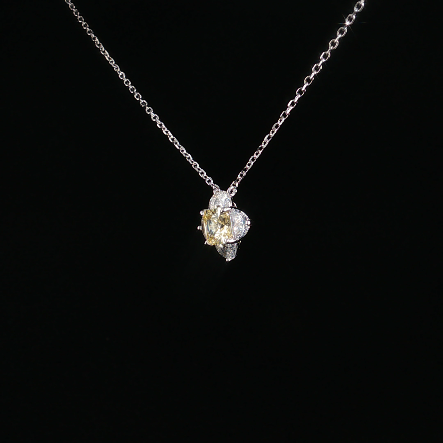 Yellow Topaz Quatrefoil Sterling Silver Pendant Necklace