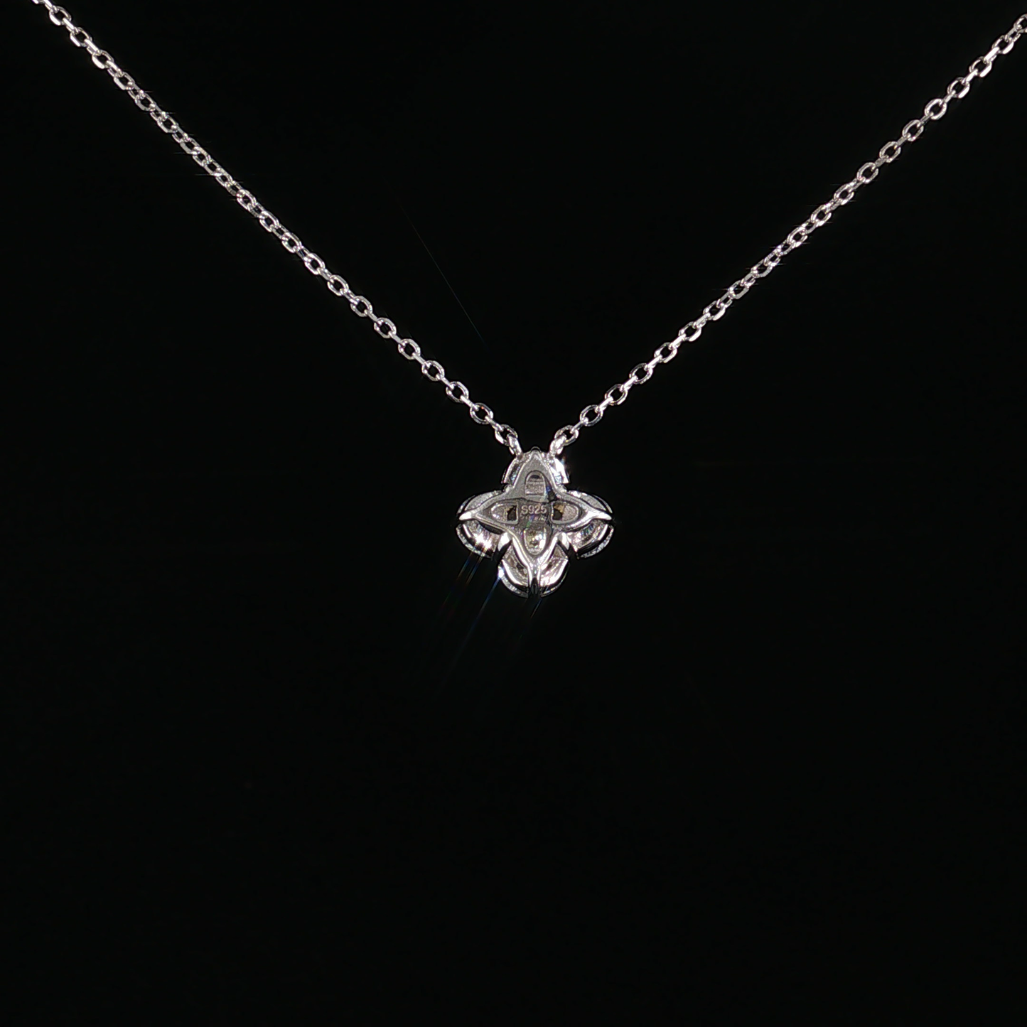 Yellow Topaz Quatrefoil Sterling Silver Pendant Necklace