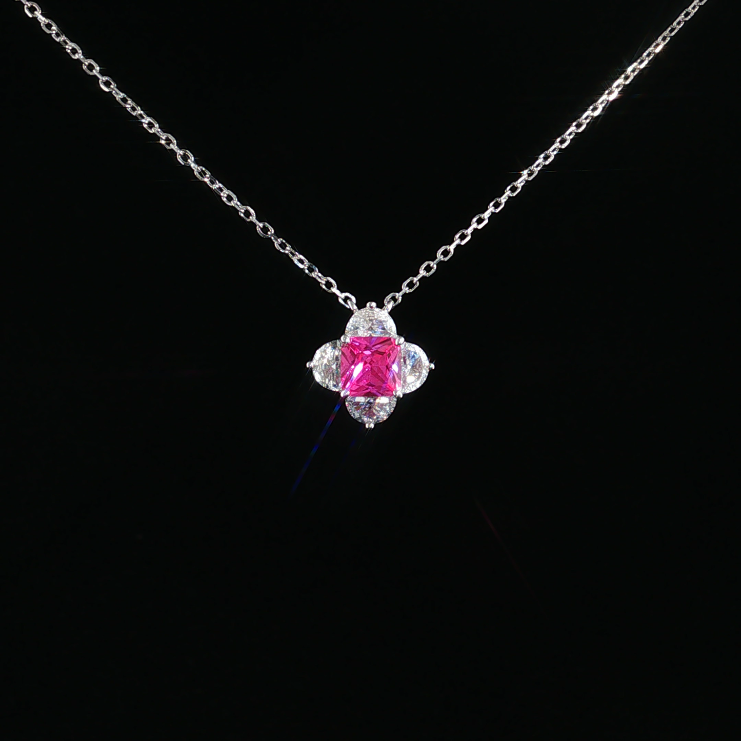 Alexandrite Quatrefoil Pendant Necklace in Sterling Silver