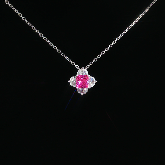 Alexandrite Quatrefoil Pendant Necklace in Sterling Silver