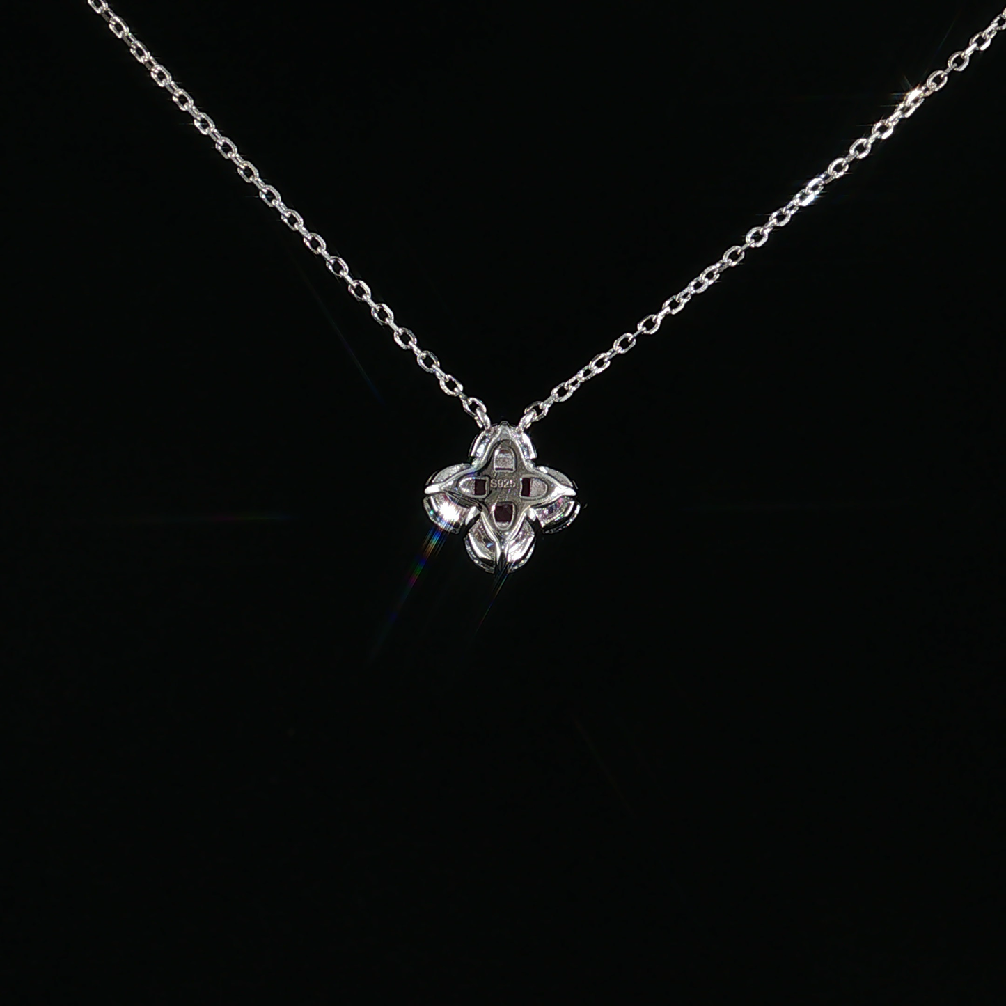 Alexandrite Quatrefoil Pendant Necklace in Sterling Silver