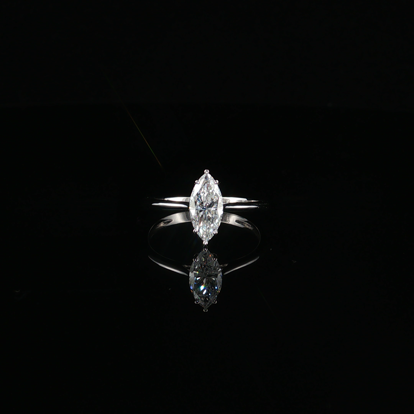 Marquise Cut LG Diamond Solitaire Ring in 10k White Gold