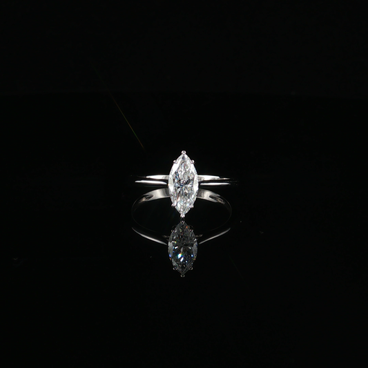 Marquise Cut Diamond Solitaire Ring in White Gold