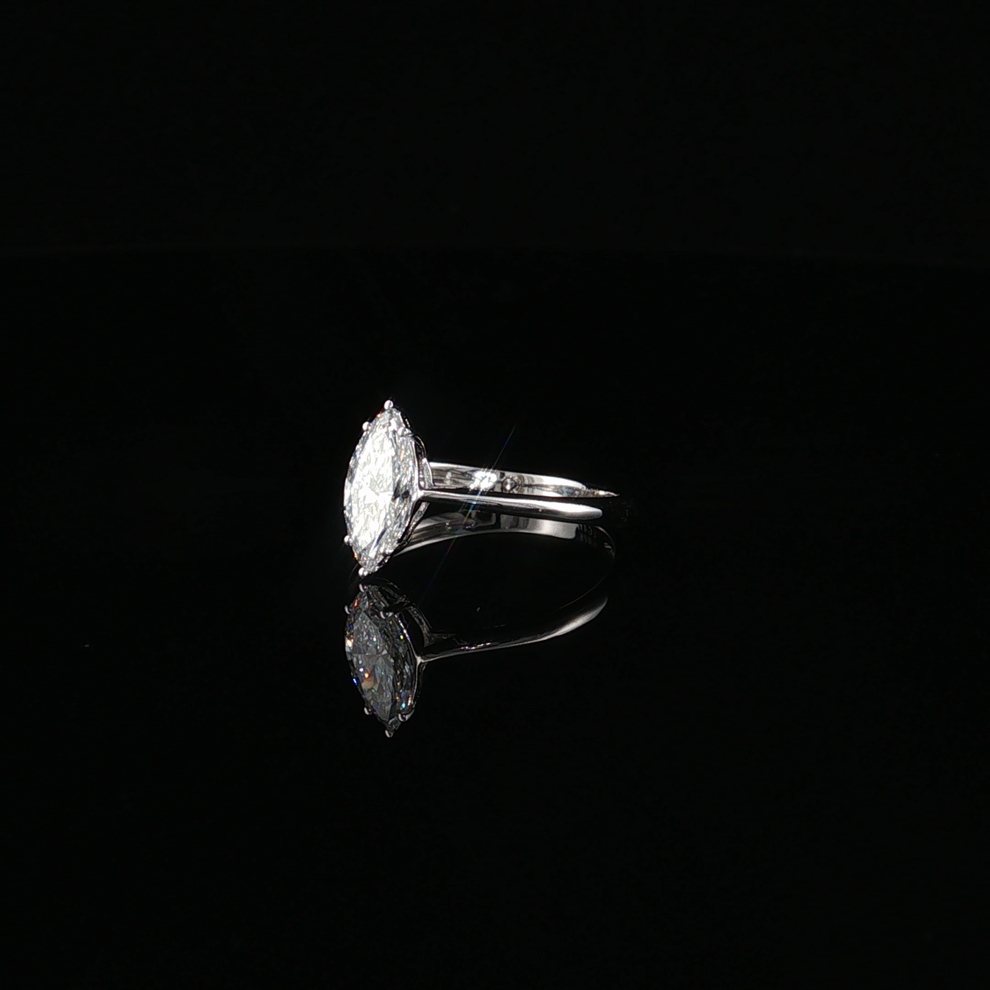 Marquise Cut LG Diamond Solitaire Ring in 10k White Gold