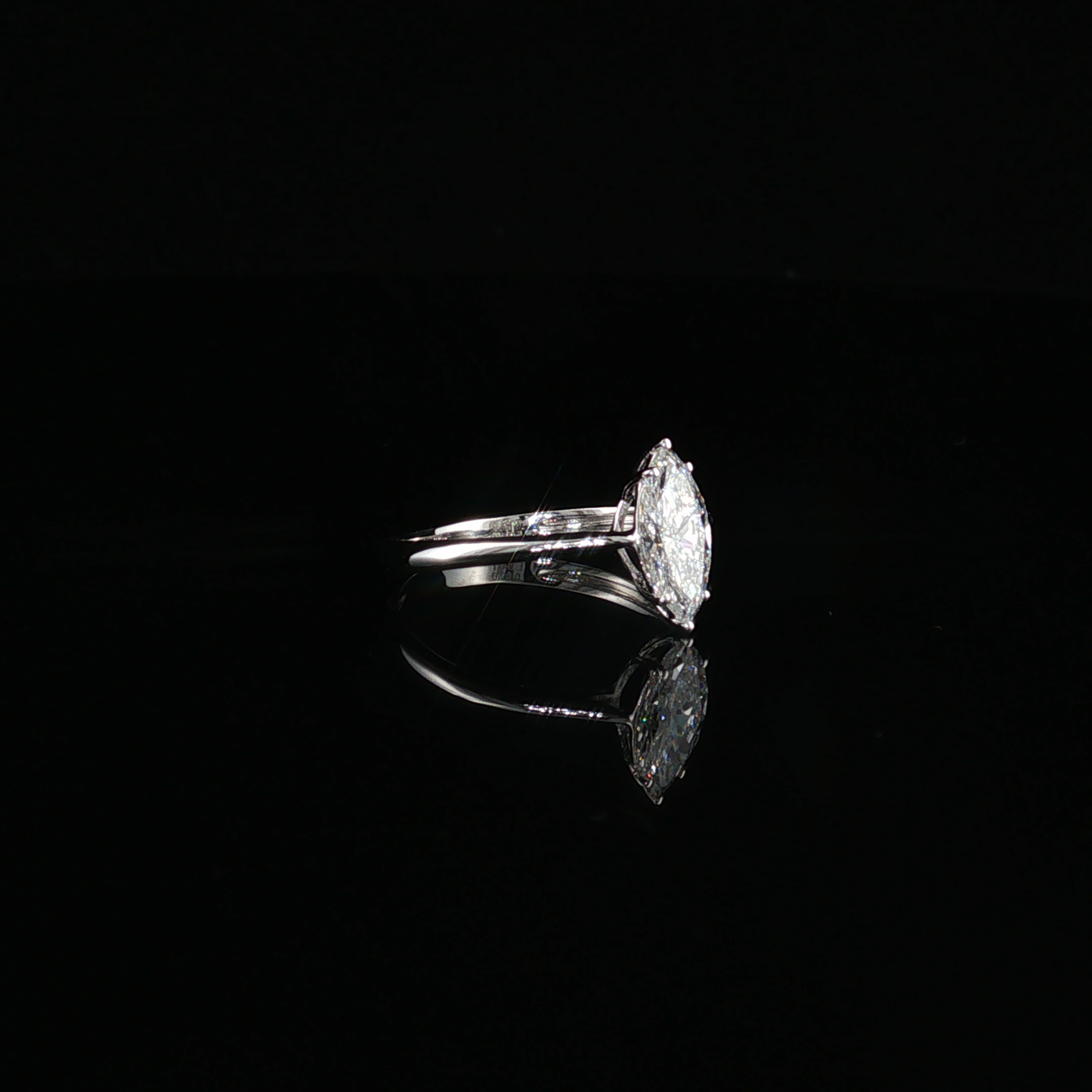 Marquise Cut LG Diamond Solitaire Ring in 10k White Gold