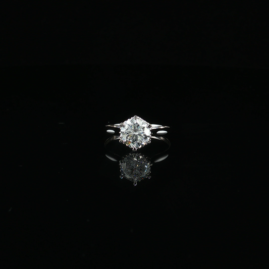 White Gold Round Lab-Diamond Split Shank Solitaire Ring