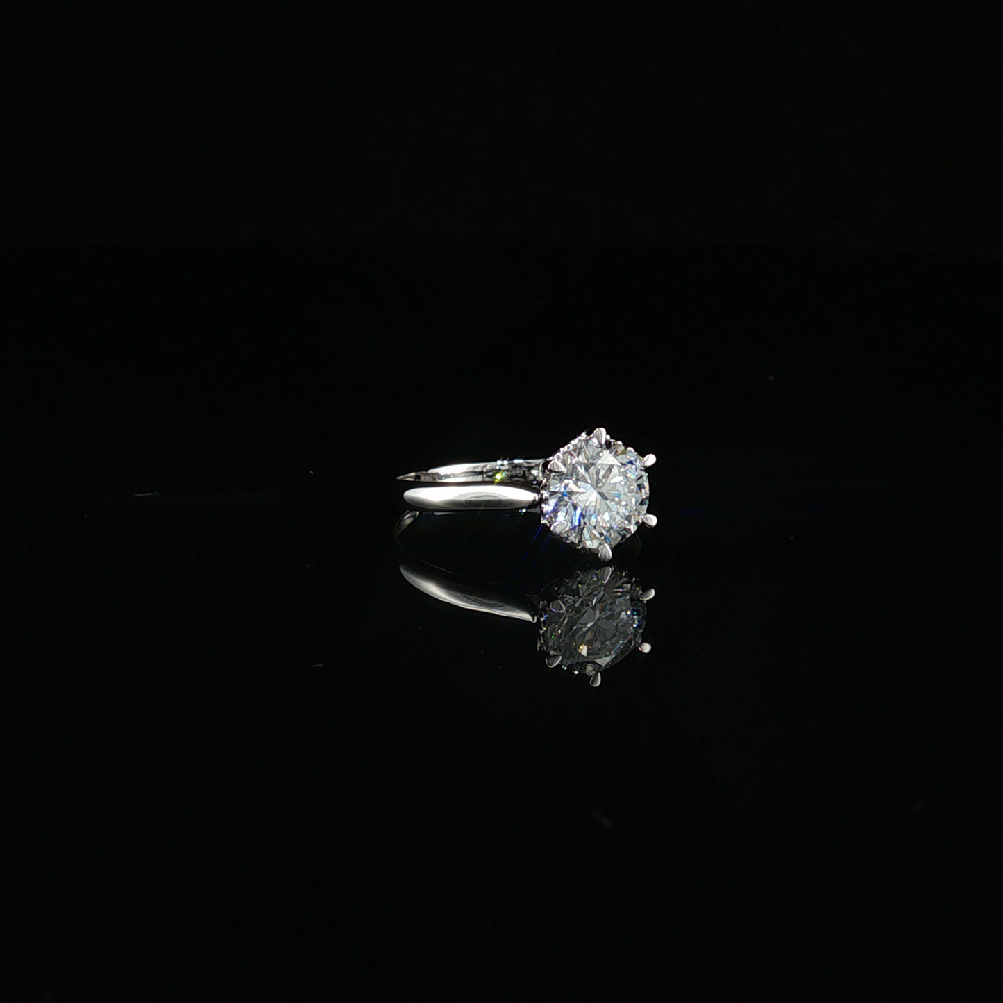 White Gold Round Lab-Diamond Split Shank Solitaire Ring