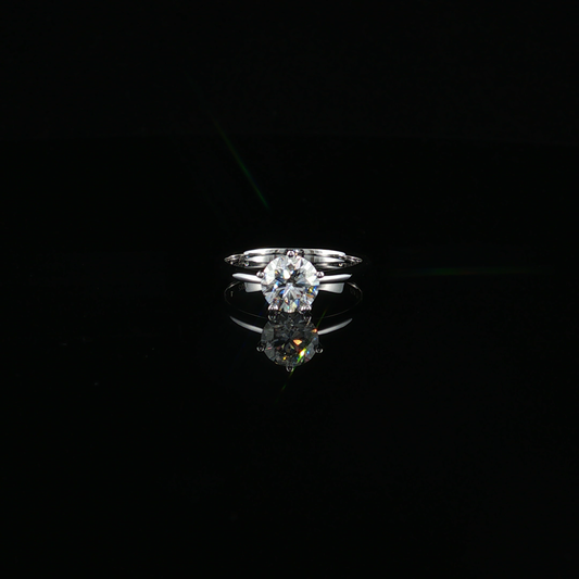 White Gold Round Cut Lab-Diamond Solitaire Ring