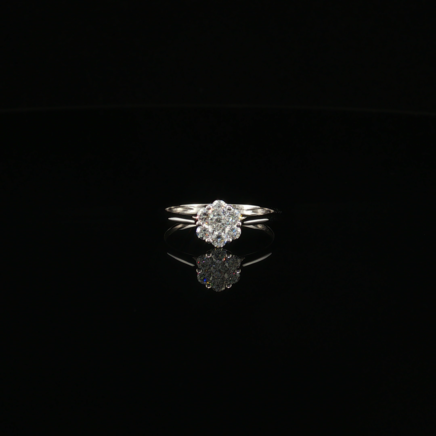 Lab-Diamond Floral Cluster Ring in White Gold