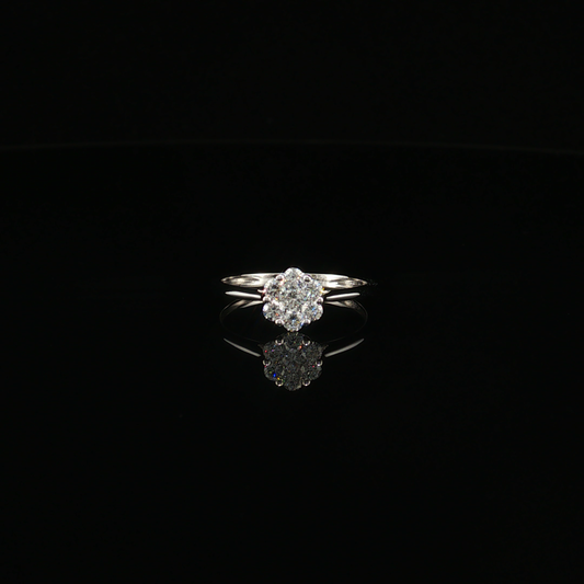 Lab-Diamond Floral Cluster Ring in White Gold