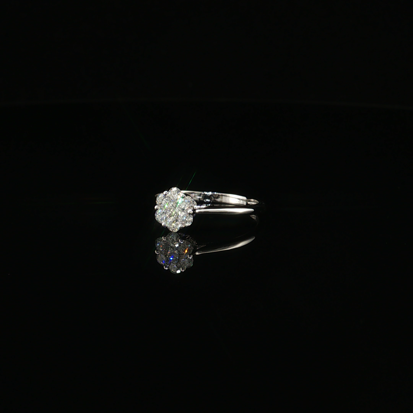 Lab-Diamond Floral Cluster Ring in White Gold