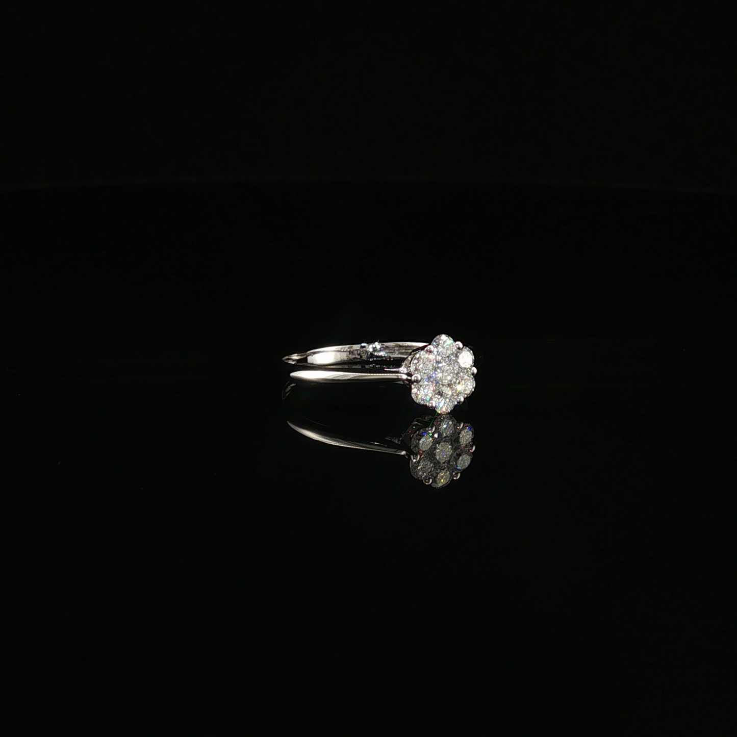 Lab-Diamond Floral Cluster Ring in White Gold