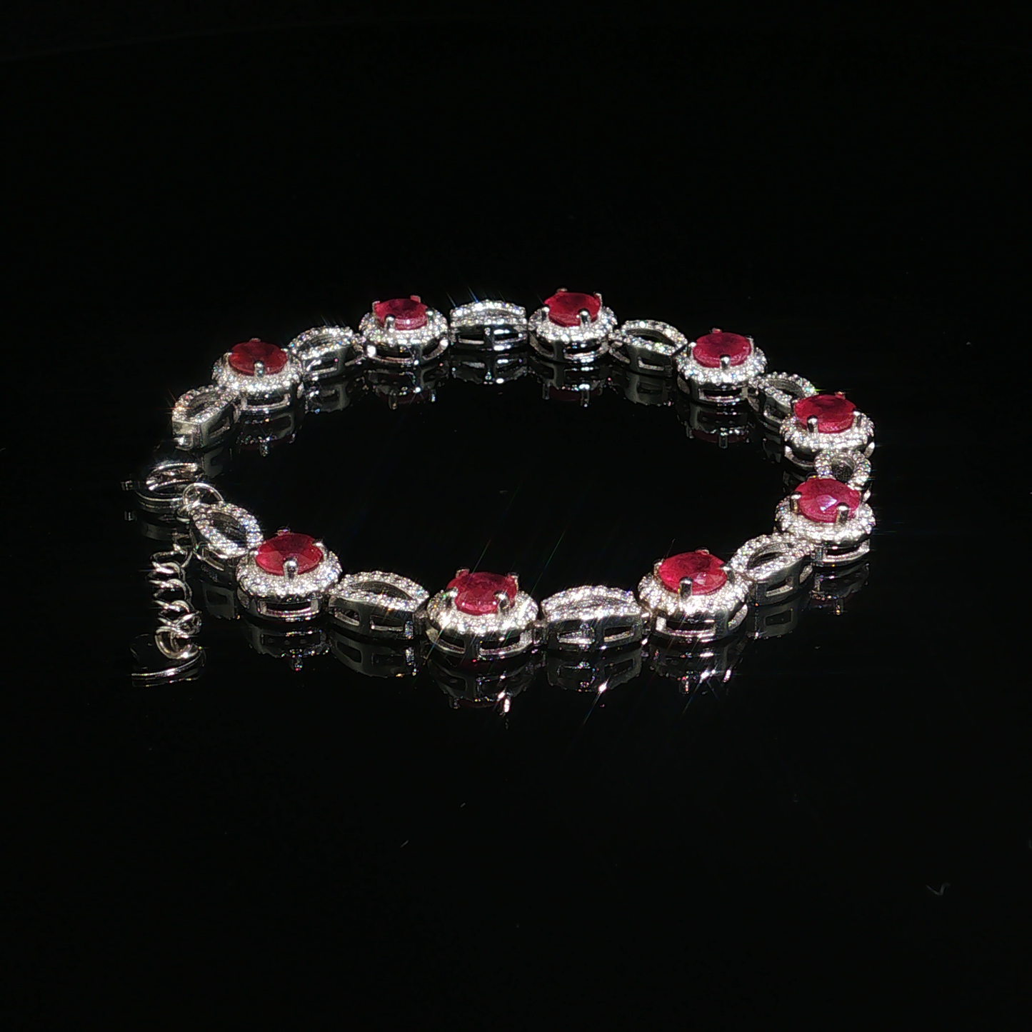 Ruby Gemstones Bracelet In Premium Sterling Silver