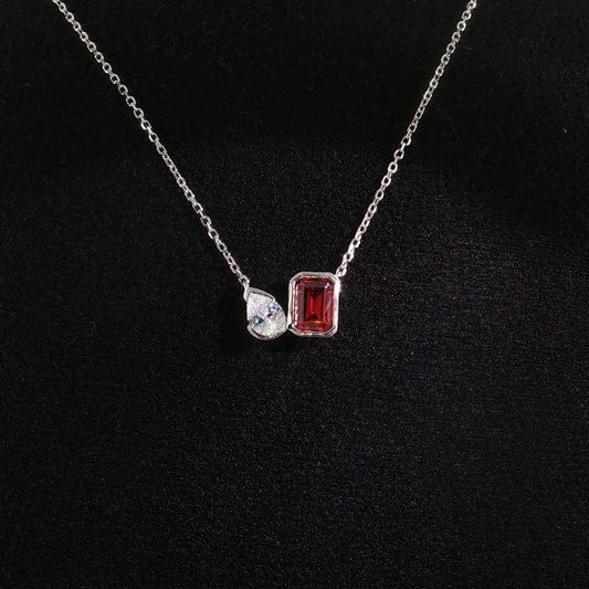 Two-Stone Garnet Sterling Silver Necklace