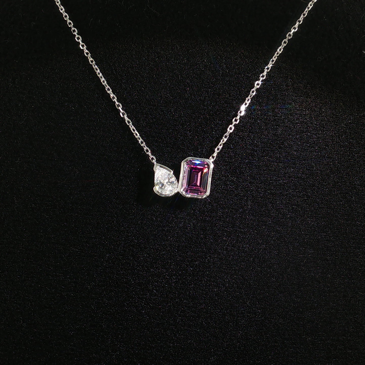 premium sterling silver Set Amethyst and Pear Stone Necklace
