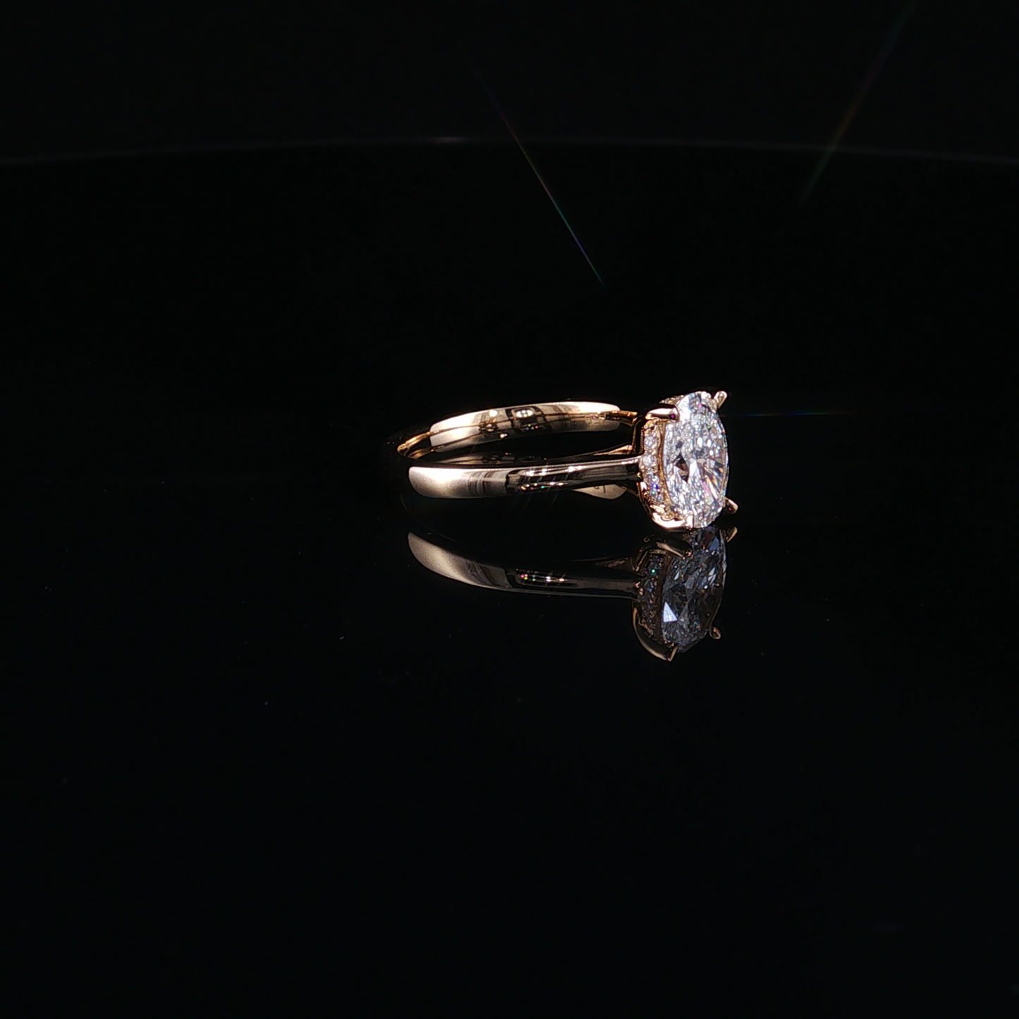 Yellow Gold Split Shank Oval Lab Diamond Solitaire Ring