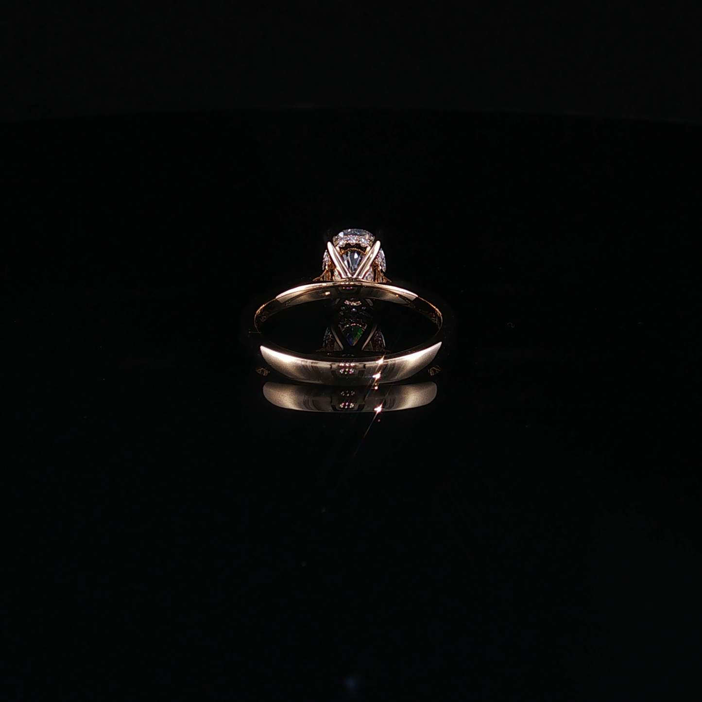 Yellow Gold Split Shank Oval Lab Diamond Solitaire Ring