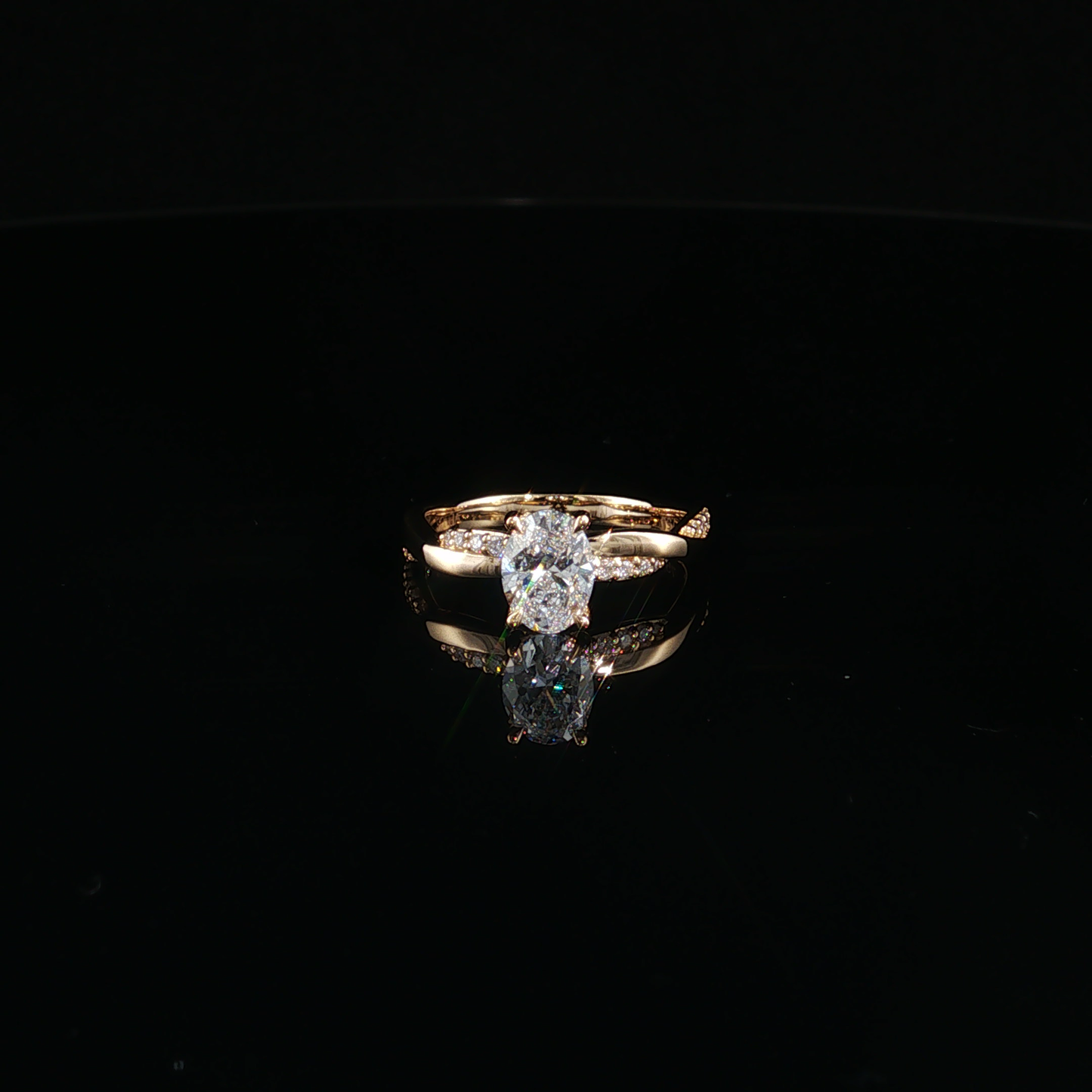 Oval Lab Diamond Twisted Bypass Ring in Yellow Gold