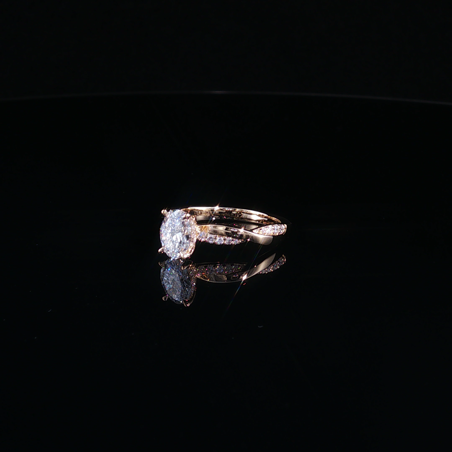Oval Lab Diamond Twisted Bypass Ring in Yellow Gold