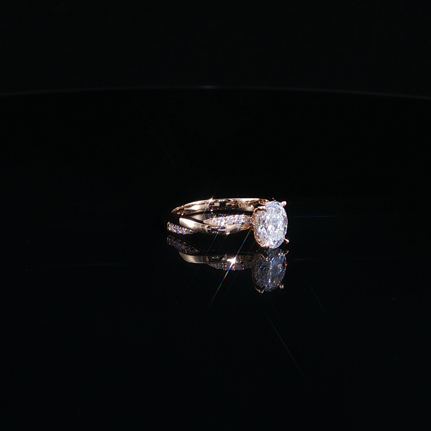 Oval Lab Diamond Twisted Bypass Ring in Yellow Gold