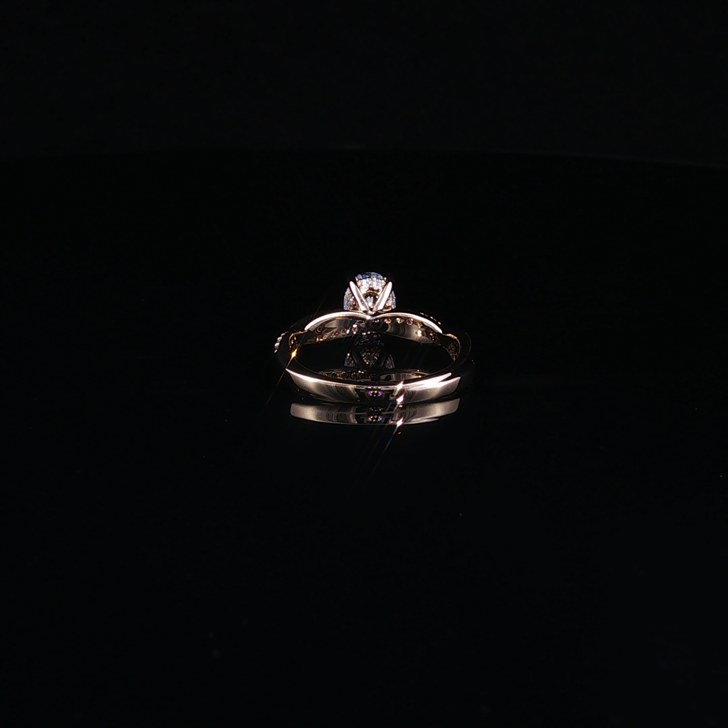 Oval Lab Diamond Twisted Bypass Ring in Yellow Gold