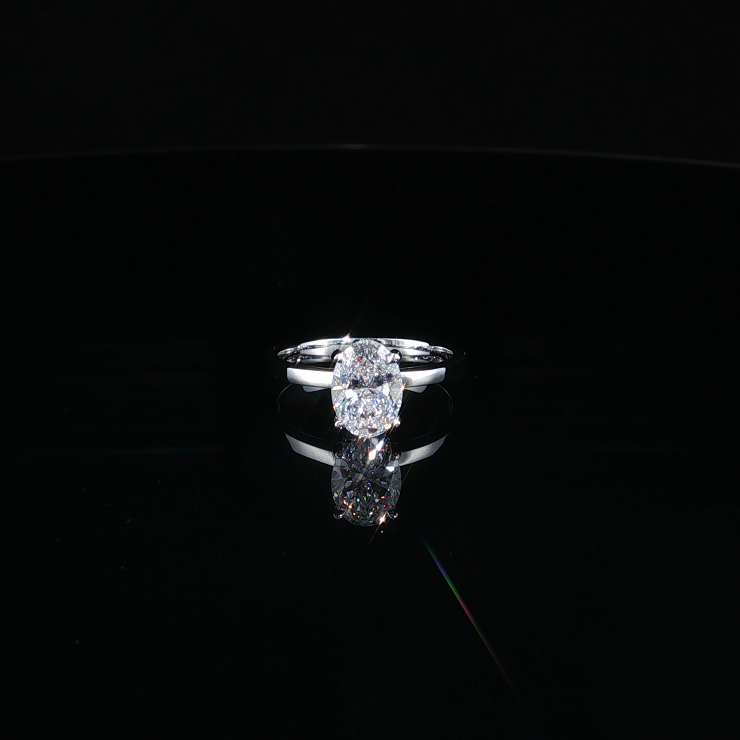 Oval Cut Lab Diamond Solitaire Ring in White Gold