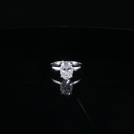 Oval Cut Lab Diamond Solitaire Ring in White Gold