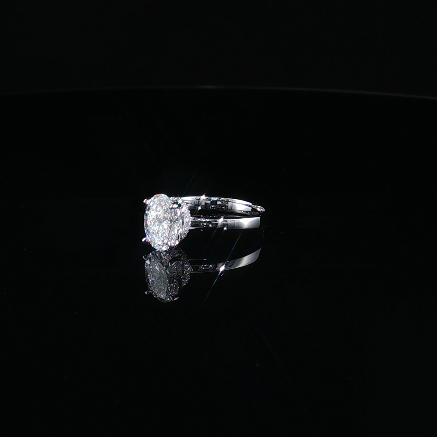 Oval Cut Lab Diamond Solitaire Ring in White Gold