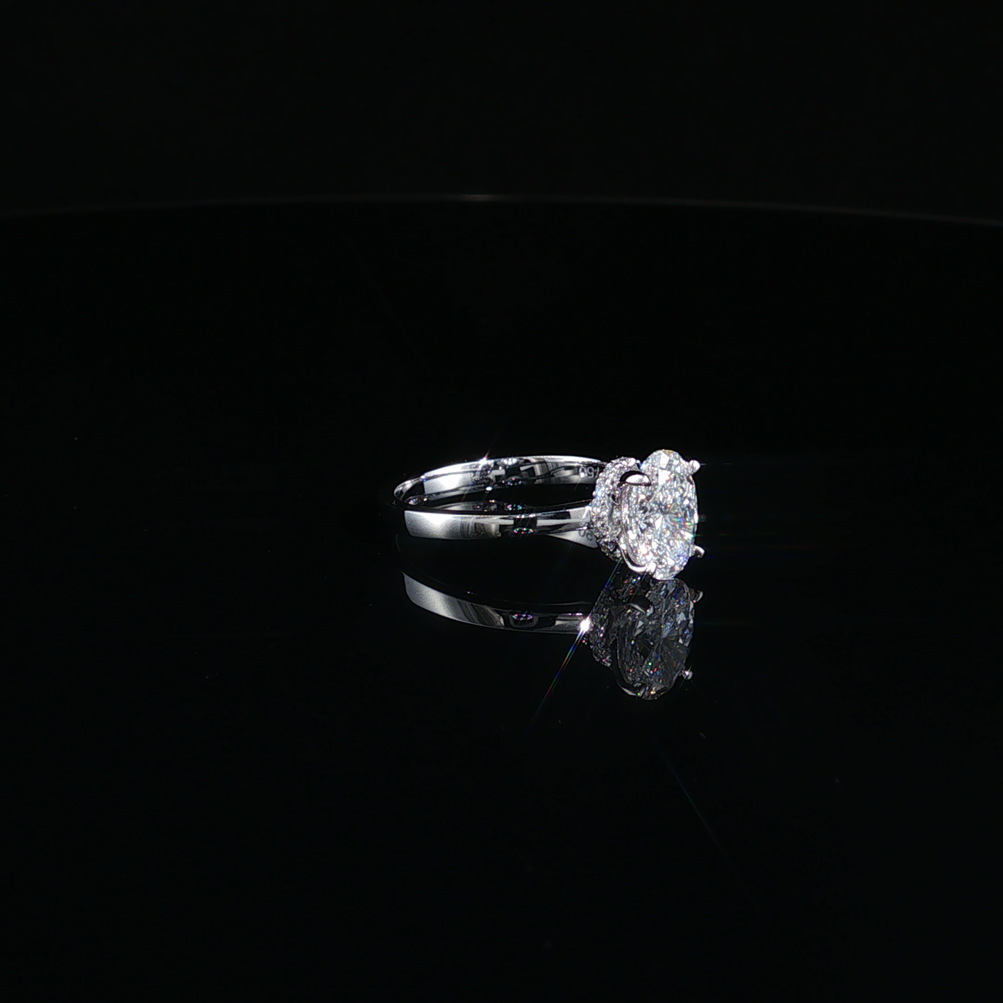 Oval Cut Lab Diamond Solitaire Ring in White Gold