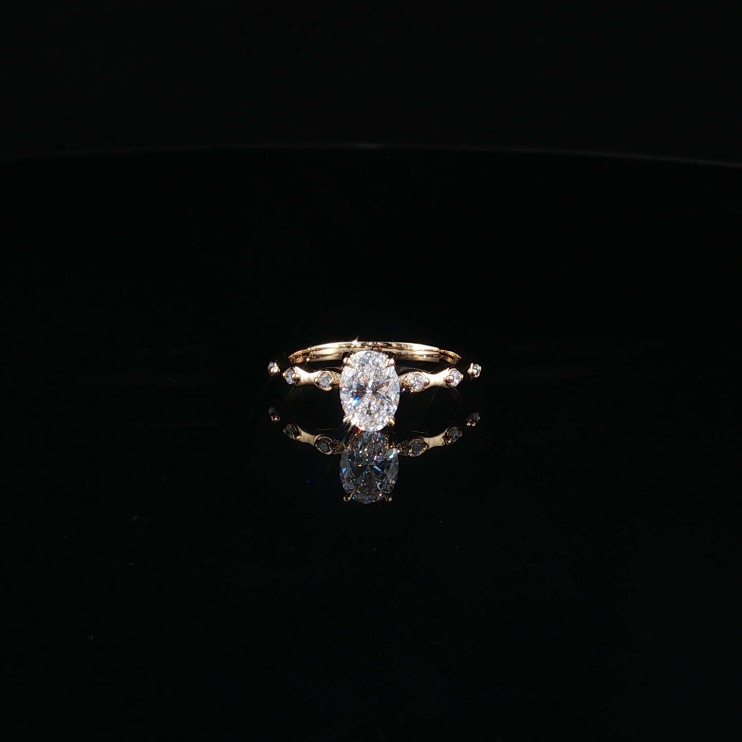 Oval Lab-Diamond Solitaire Ring in Yellow Gold