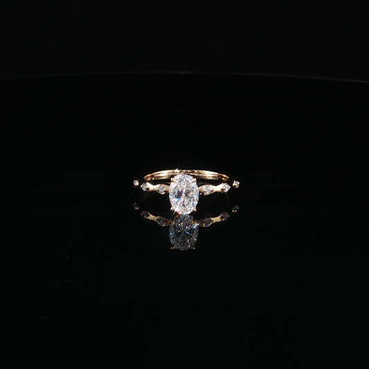 Oval Lab-Diamond Solitaire Ring in Yellow Gold