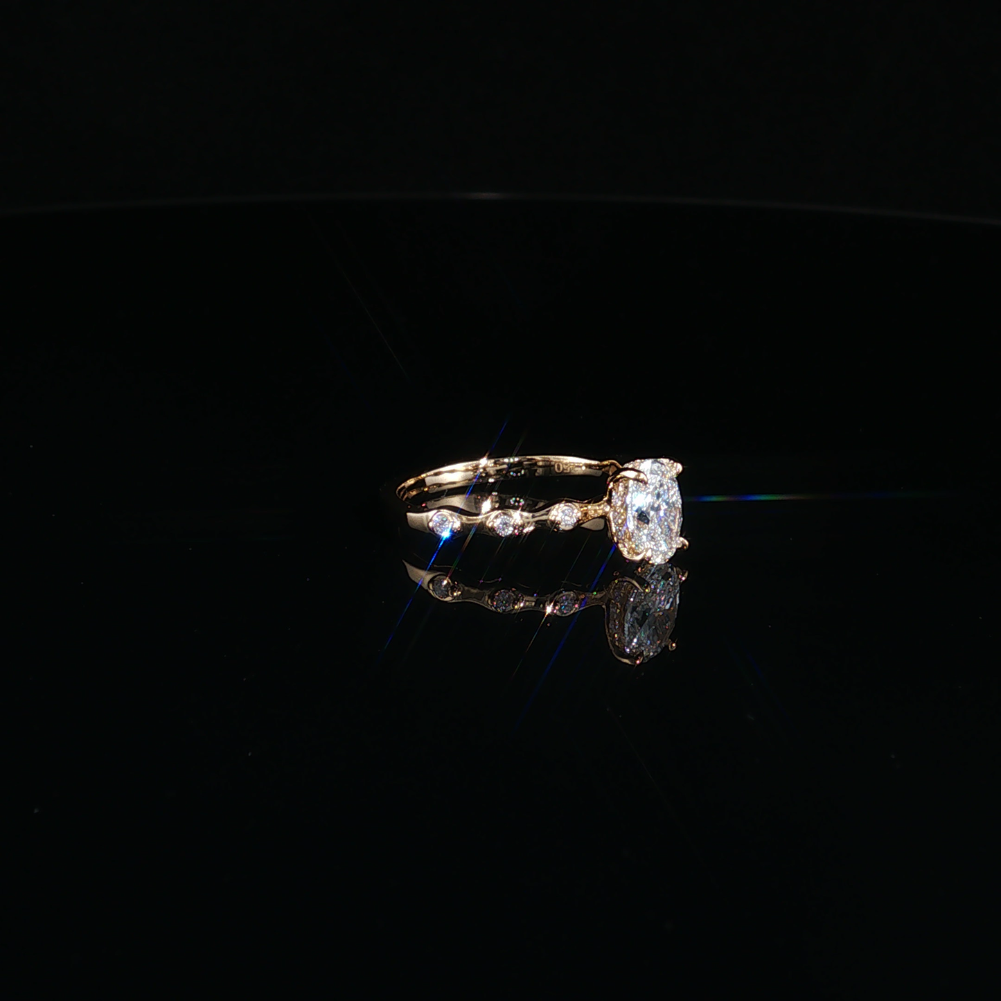 Oval Lab-Diamond Solitaire Ring in Yellow Gold