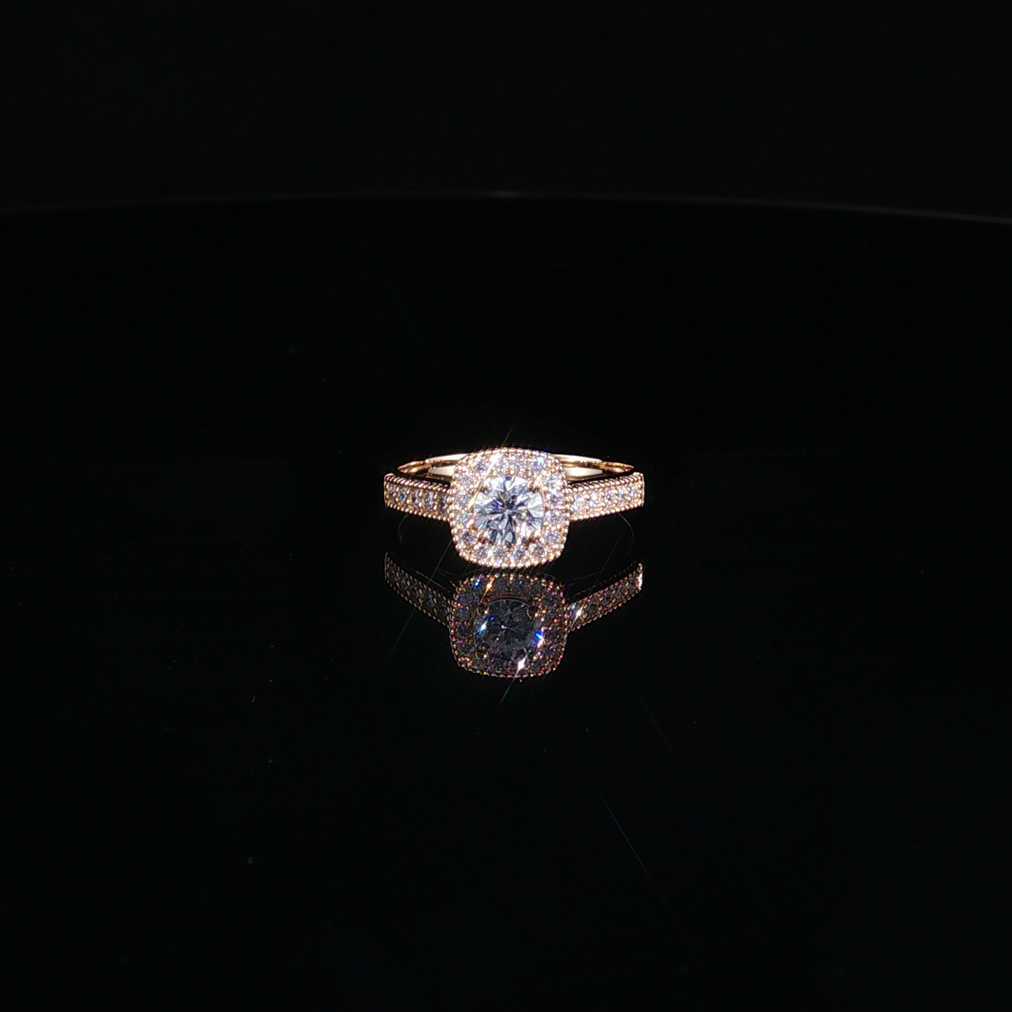Cushion Halo Lab-Diamond Engagement Ring in Rose Gold
