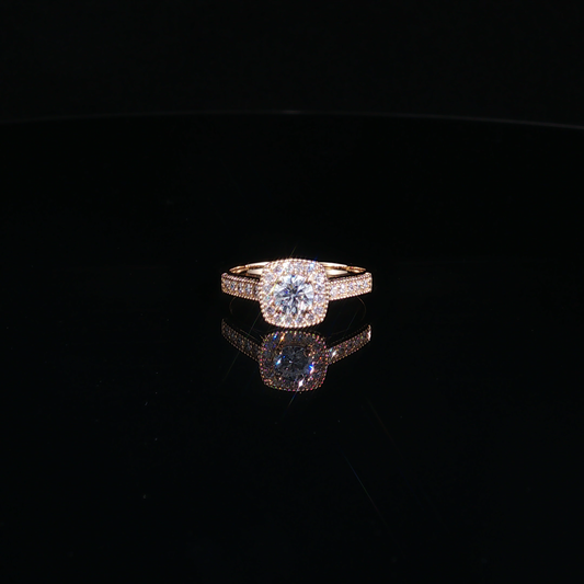 Cushion Halo Lab-Diamond Engagement Ring in Rose Gold