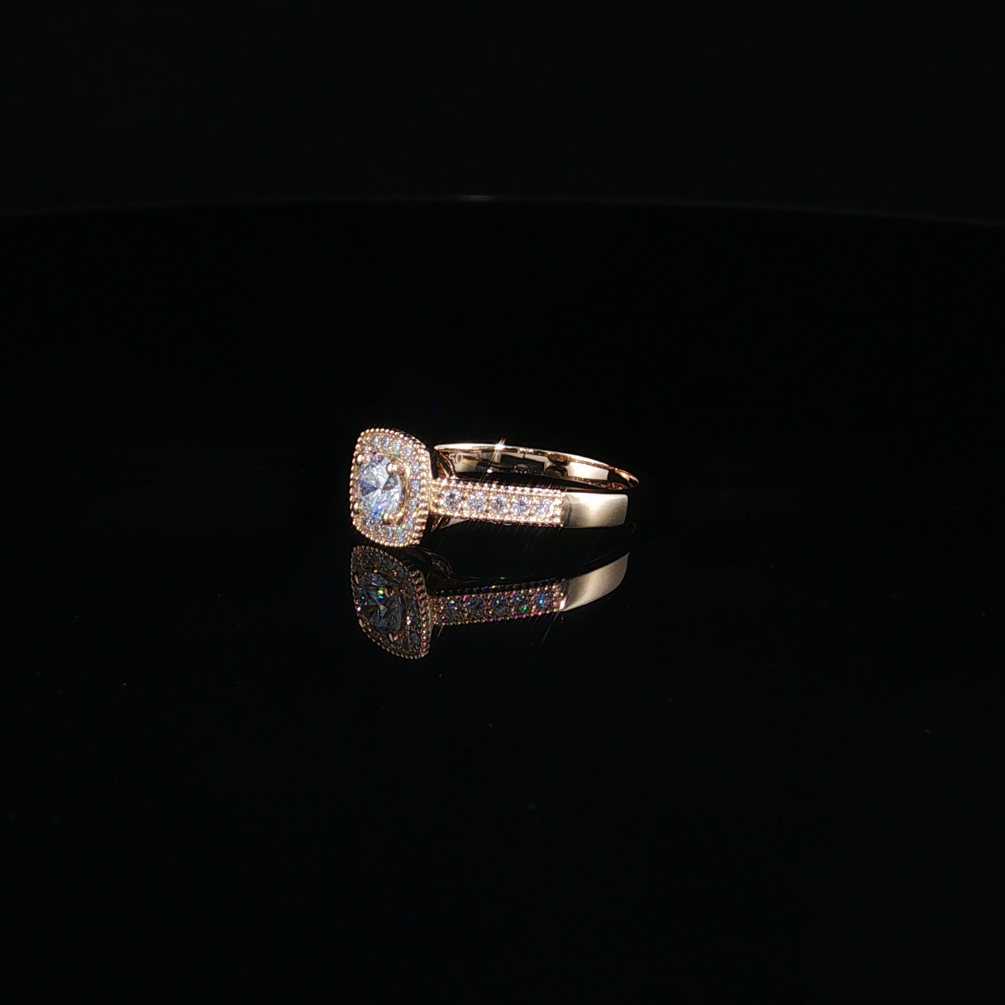 Cushion Halo Lab-Diamond Engagement Ring in Rose Gold