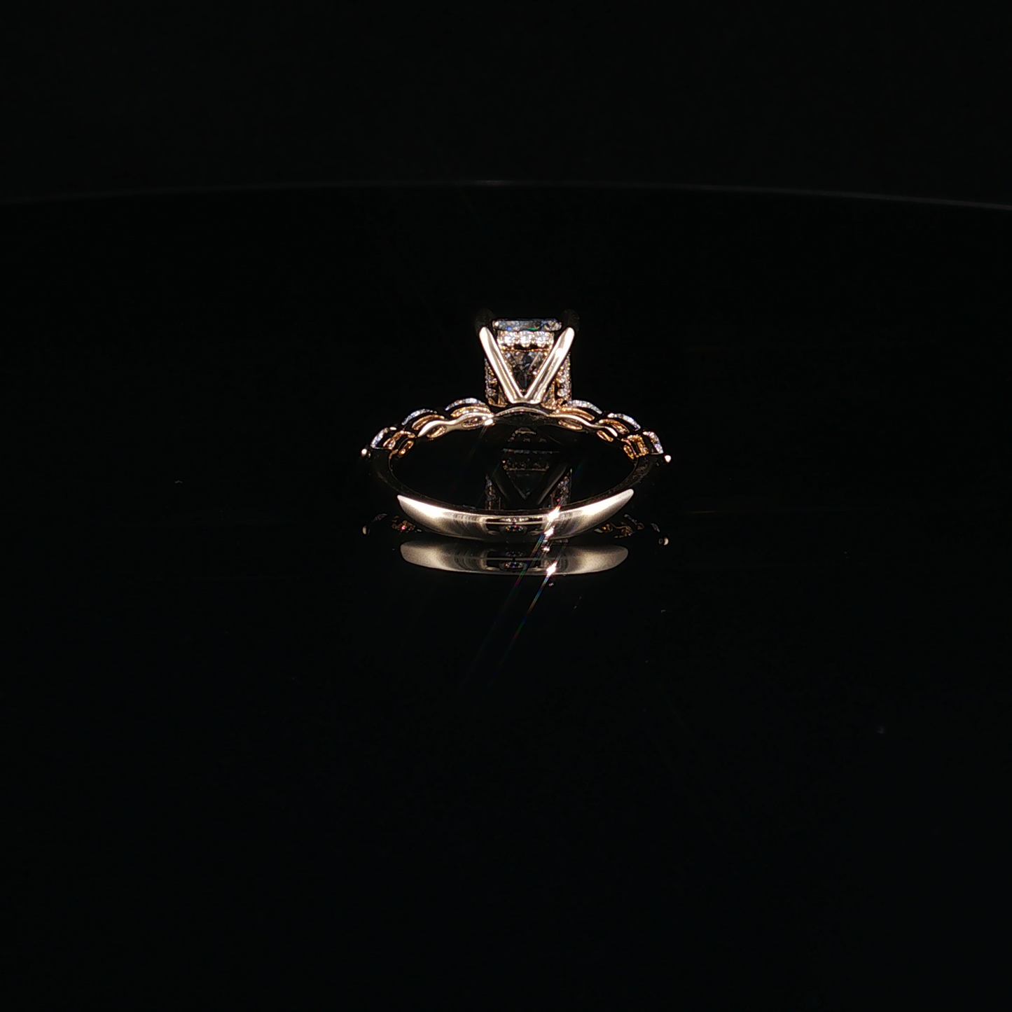 Emerald Cut Lab-Diamond Ring with Accented Yellow Gold Band