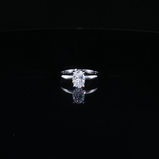 Oval Cut Lab-Diamond Solitaire Ring in White Gold