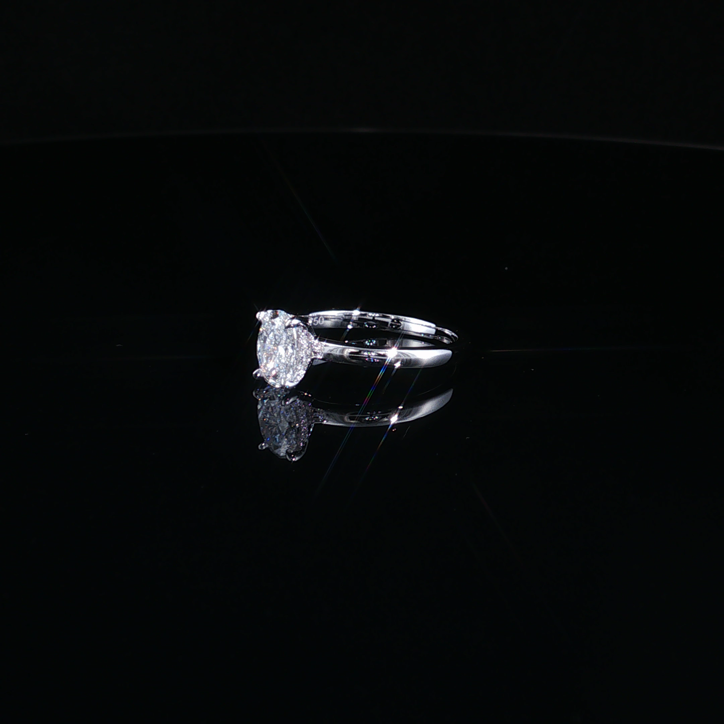 Oval Cut Lab-Diamond Solitaire Ring in White Gold